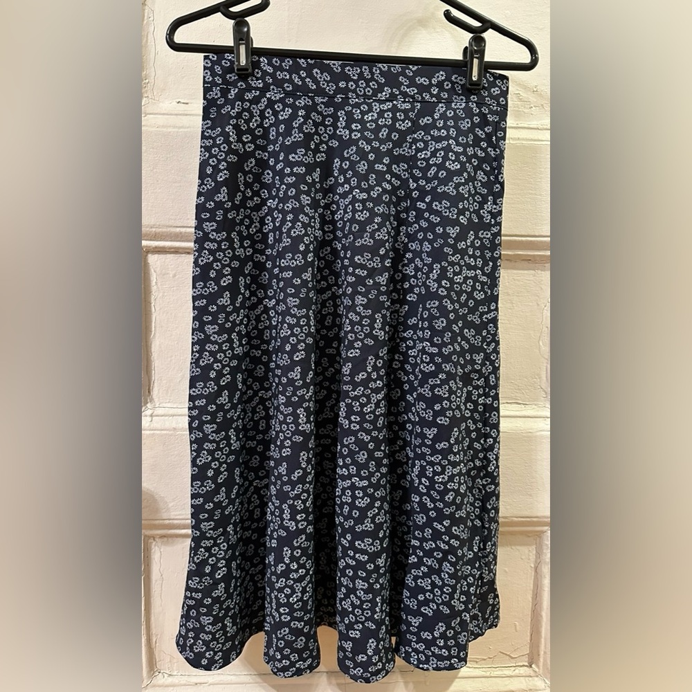 Navy floral skirt with front slit